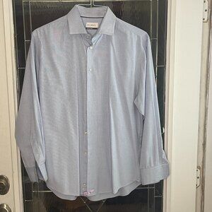Calibrate Dress Shirt Men's Trim Fit Non Iron Button Up Blue 16 32 -33